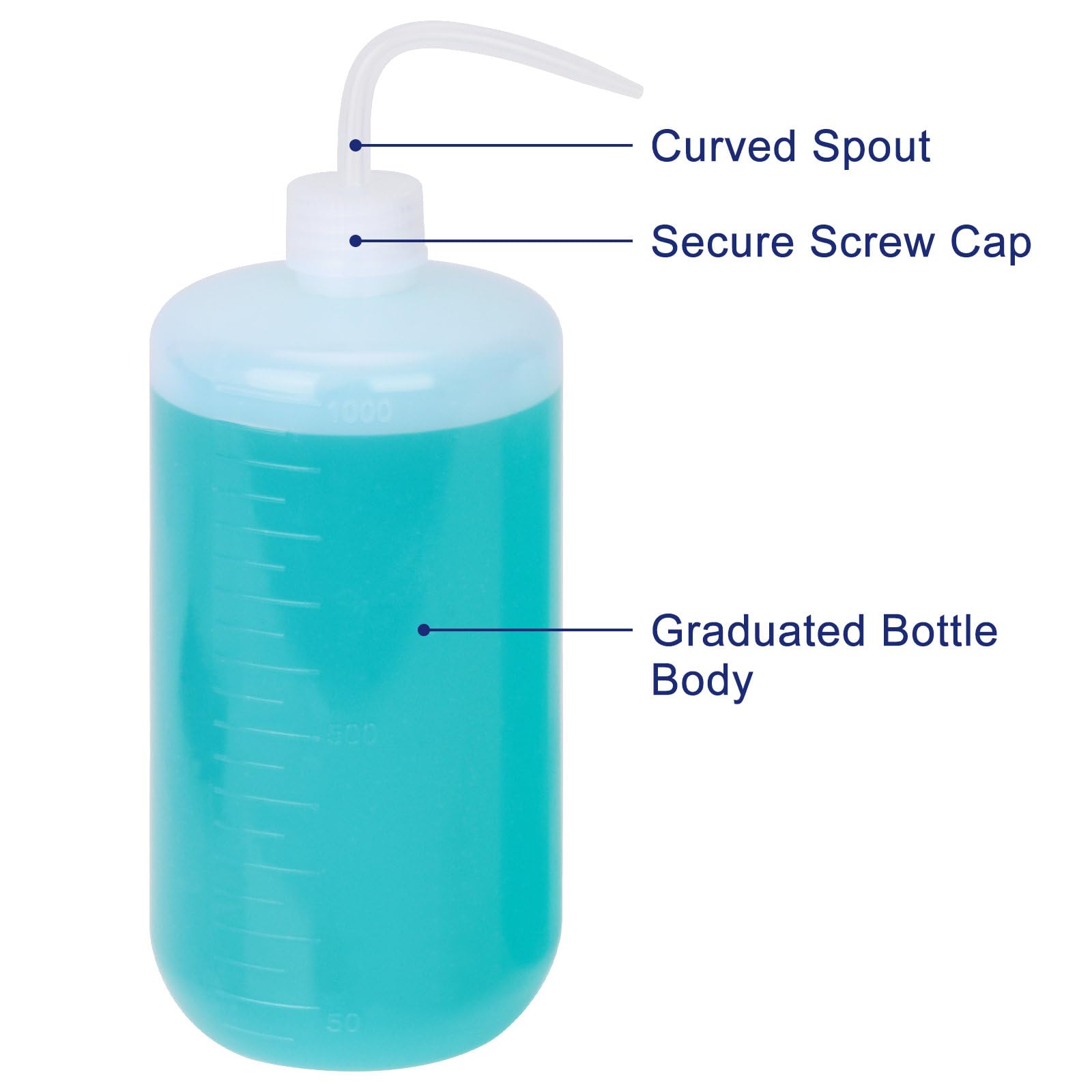 Labasics Butelka do mycia chemicznego, 1 opakowanie plastikowej butelki do mycia laboratoryjnego, LDPE z wąskim ustnikiem, 1000 ml (8 uncji) / 1 butelka