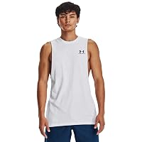 Men's Left Chest Cut-Off Tank-Top White/Black XS XS