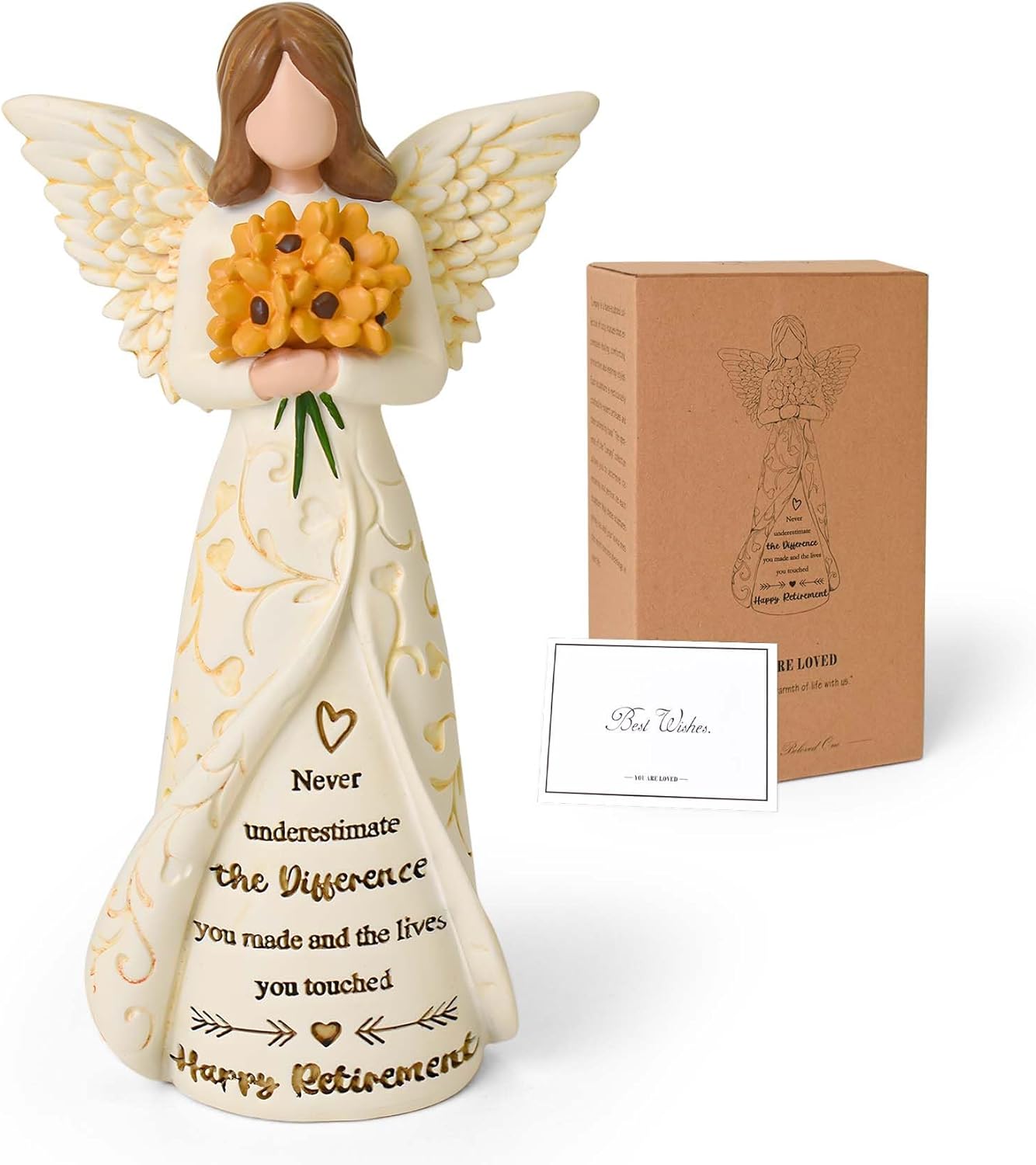 Retirement Gift for Woman, 7” Angel Figurine for Retirement Party Decorations, Happy Retirement Gifts for Coworkers Friends Teacher Nurses Doctors
