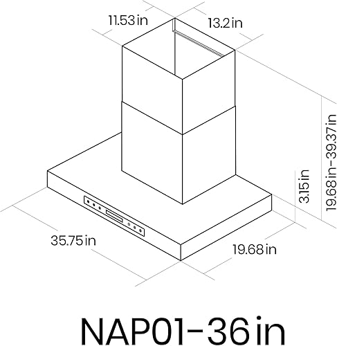 Miniatura 8 de EKON - Campana extractora de pared de 30 pulgadas, campana extractora de 900 CFM, ventilación de campana de cocina de acero inoxidable con control