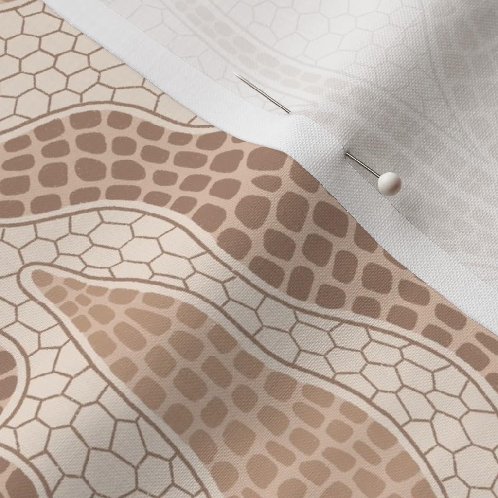 Spoonflower Fabric - Floral Mosaic Neutral Garden Art Deco Beige Brown Nude Simple Minimal Printed on Petal Cotton Fabric Fat Quarter - Sewing Quilting Apparel Crafts Decor