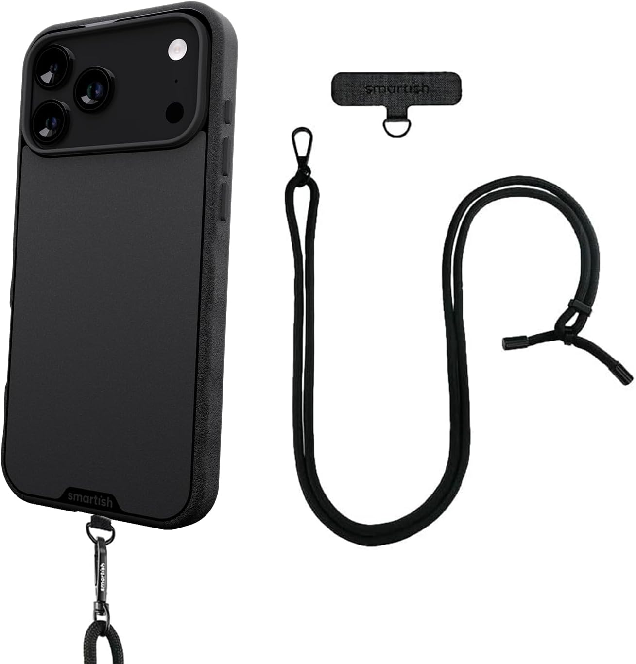Smartish® iPhone 17 Pro Max MagSafe Case + Crossbody Lanyard Strap - Thin Grip Cover with Universal Detachable Shoulder Neck Strap for Apple iPhone 17 Pro Max - Black Tie Affair