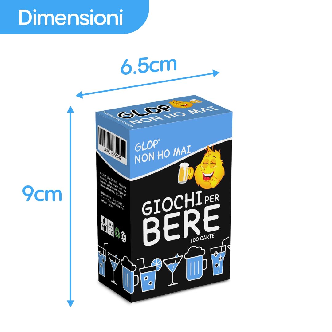 GLOP Non Ho Mai – Gioco da Bere e di Carte Divertente per Feste | Portatile Party Game per Amici e Amiche | Regalo Natale | Amico Invisibile per Lei e Lui