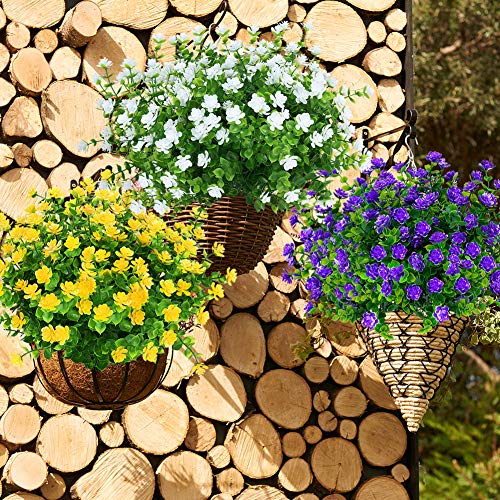 Artbloom 6 Bundles Outdoor Artificial Flowers Uv Resistant Fake Boxwood Plants, Faux Plastic Greenery For Indoor Outside Hanging Plants Garden Porch Window Box Home Wedding Farmhouse Decor (White) #TOP4