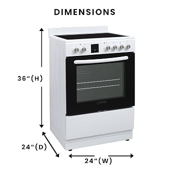 Equator 24-Inch Electric Cooking Range with Convection Oven & Air Fryer, 4 Ceramic Burners, ADA Compliant Design, Freestanding Compact Stove, Storage Drawer, UL Listed, 240V White