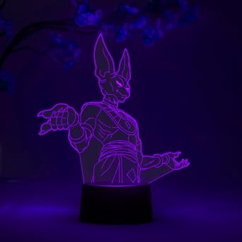 Otaku Lamps Beerus Dragon Ball Super Anime Lamp Figure Night Light, 16 Color RGB LED Remote, 3D Anime Room Decor Gift for Otaku