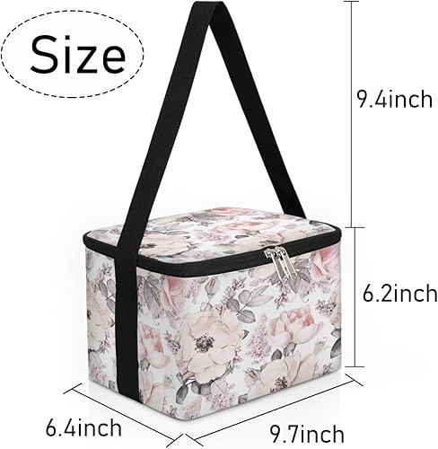Miniatura 7 de QsirBC Bolsa de almuerzo aislada con patrón floral vintage para mujer, reutilizable, bolsa cuadrada de comida para adultos y hombres, lonchera más