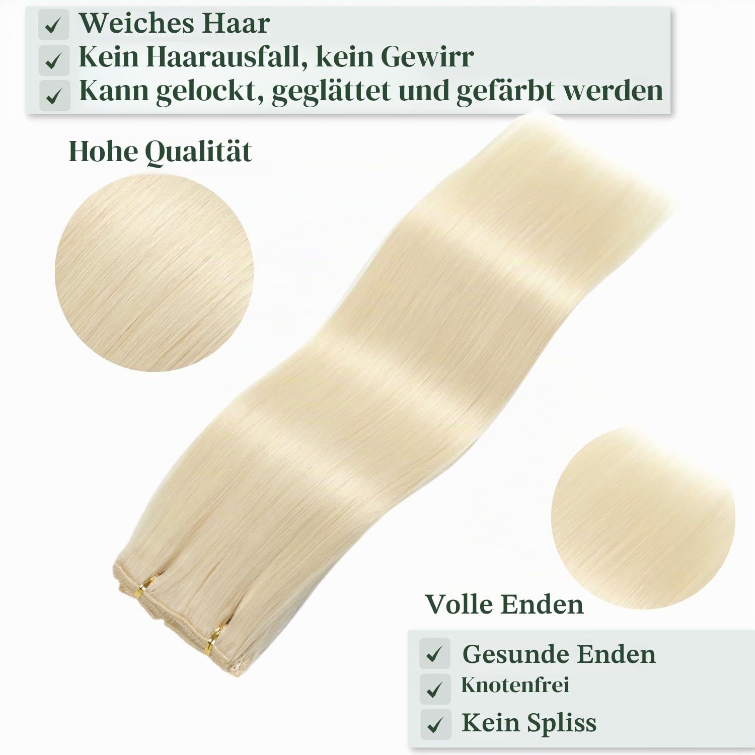 clip in extensions echthaar Blondiertes Gold 7pcs 60cm 120g Echthaar extensions clip Nahtlose Echthaar Clip-In Volumen Damen