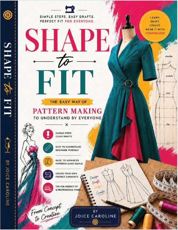 Image of Shape to Fit: Pattern Making Guide by Joice Caroline (Shape To Stitch) | Beginner to Advanced, First Edition 2026, Simple Steps & Drafts, Sewing & Fitting Tips, Body Measurements Guide