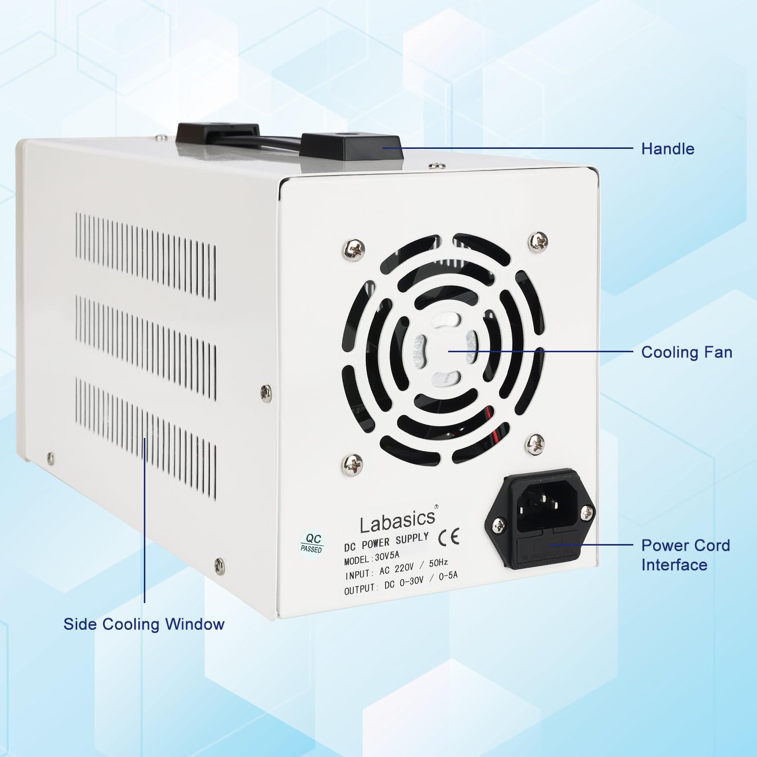Labasics Digitales Gleichstromnetzteil, 30V/5A Einstellbares Einzel-Ausgangsschaltnetzteil für Labor- und Bench-Testforschung (30V-5A)