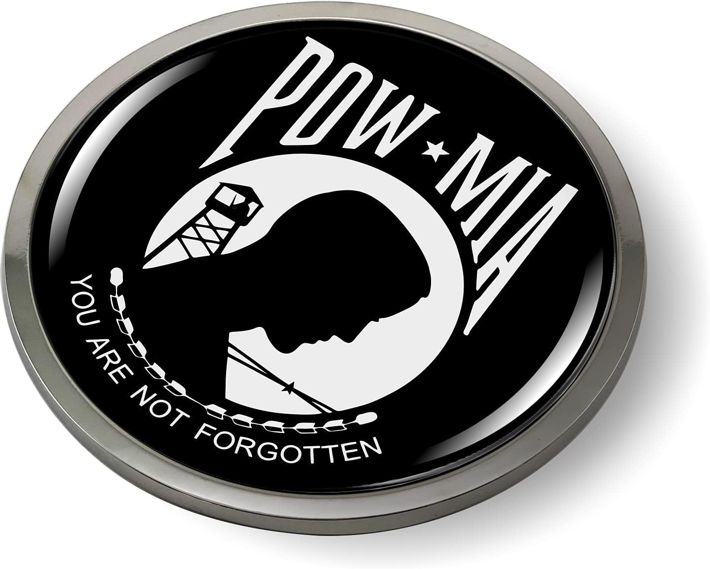 POW MIA Vietnam WAR 3D Domed CAR Emblem Badge Sticker Chrome Metal Round Bezel