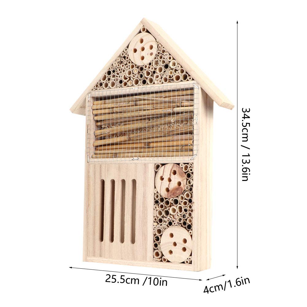 Ejoyous Casetta per Insetti Casetta per Api in Legno Cassetta per Nidificazione in Legno di Noce di Candela 13,6 X 10 X 1,6 Pollici con Tubolari Decorazione da Parete da Giardino per l'osservazione