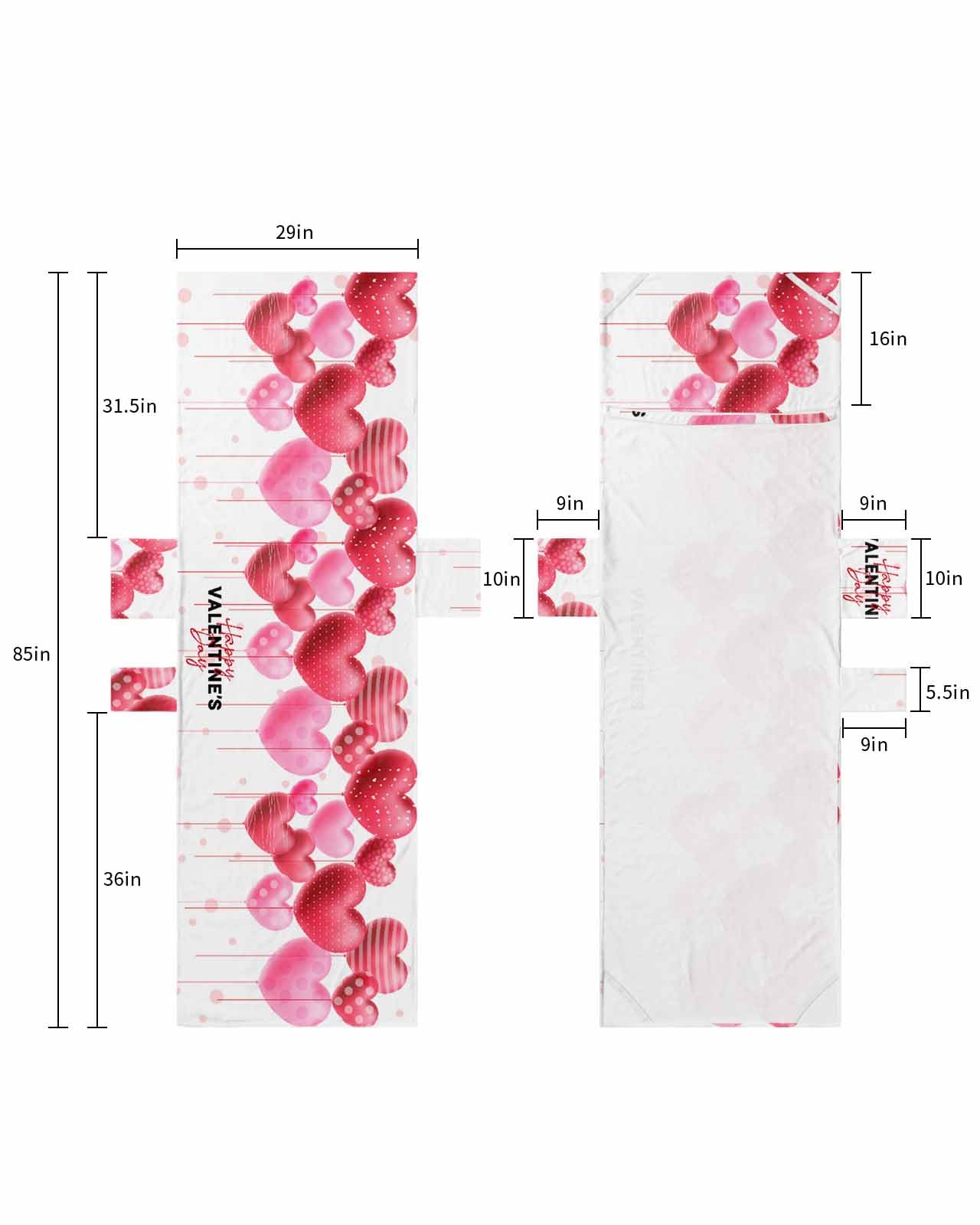 Red Pink Valentine's Day Beach Lounge Chair Towel Cover, Soft Chaise Lounge Towel with Side Pockets Patio Pool Chairs Cover for Beach/Pool Sunbathing 29x85 Love Heart Watercolor