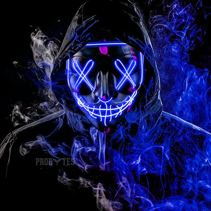 Scary Glow Mask, Purge Anarchy, Anonymous, Horror, Hostel, Saw, Halloween, Cosplay, Rave Party, Masquerade, Festival