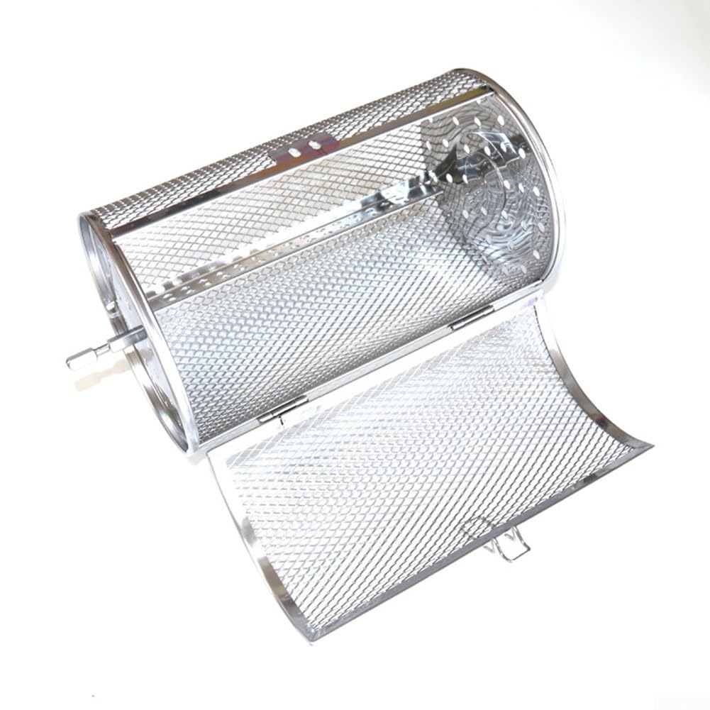 Panier à rôtissoire rotatif en acier inoxydable - Outil de cuisine d'extérieur multifonction pour rôtir et griller les grains de café (D)