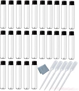 Elfensatll- 30PCS Clear 10ml 1/3oz Clear Liquid Sampling Sample Glass Bottles Jar for Essential Oils Aromatherapy Perfume Liquid Mixed Sample Test