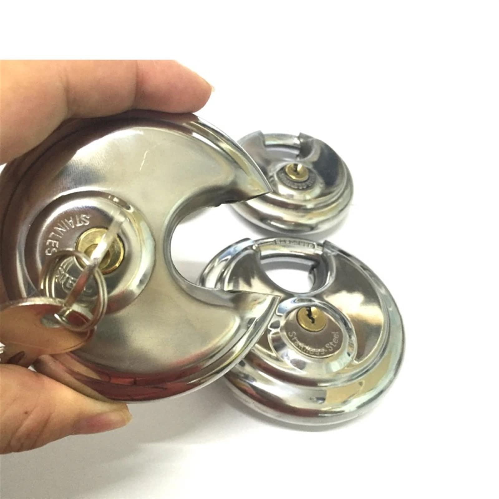 Cadenas circulaire en acier anti-effraction 90mm résistant pour tiroir et porte extérieure