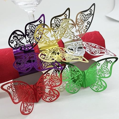 Miniatura 3 de 100 servilleteros cortados con láser con forma de mariposa para servilletas de papel de aluminio para bodas, fiestas, servilletas, decoración de