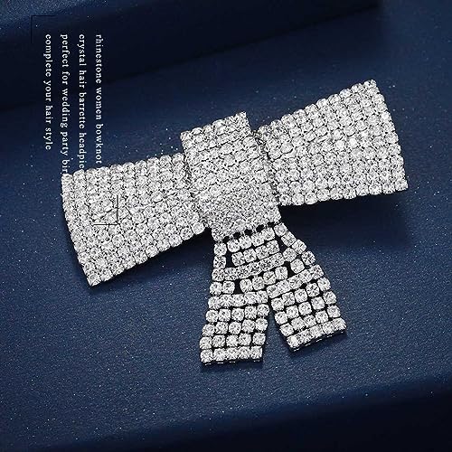 Pinzas para el cabello con lazo de cristal para boda, cabello de novia, peineta con lazo, pasador para el cabello con pedrería plateada brillante para mujeres, accesorios para fiestas y bodas (Comb-Elegant) miniatura 2