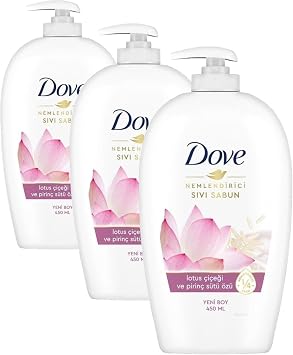 Dove Lotus Çiçeği ve Pirinç Sütü Sıvı Sabun 450 ml (3 paketi)