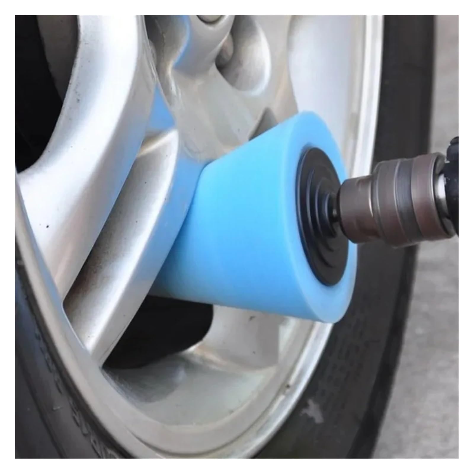 Polierkegel-Polierpad aus Schaumstoff-Schwammkugel for Autobohrmaschine, Radnaben-Detailing-Set, konisches Polierwerkzeug, Reinigungszubehör(B-Blue)