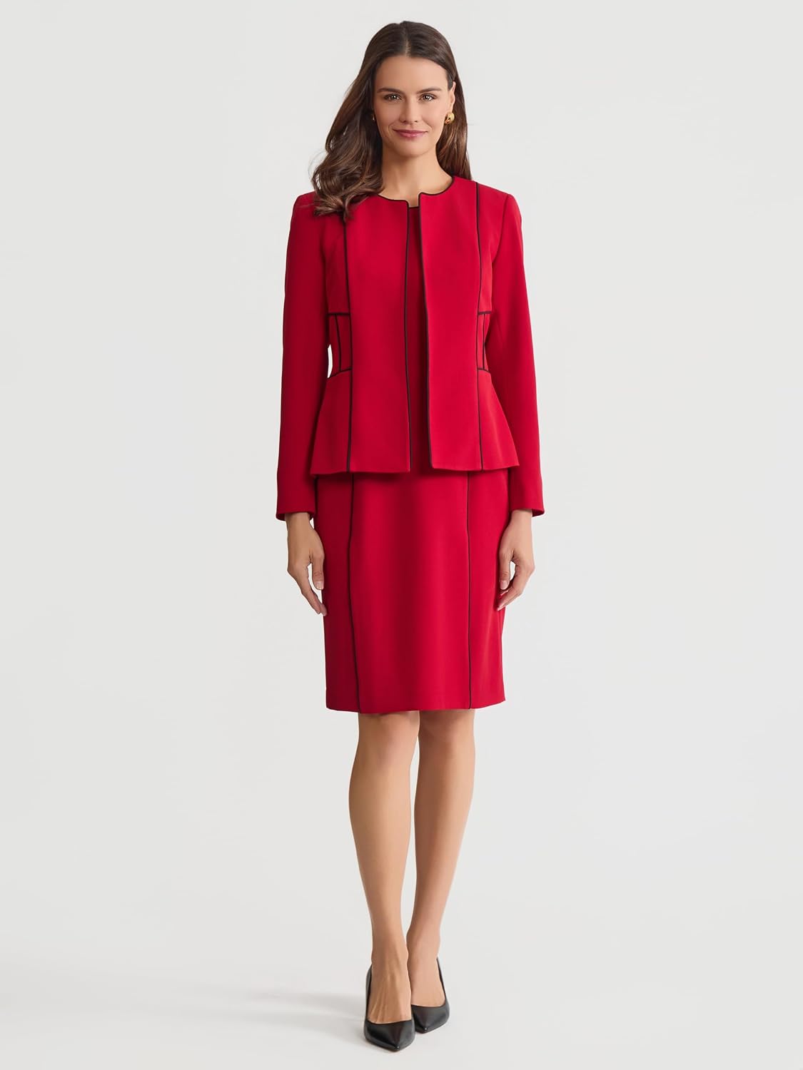 Kasper Women's Open-Front Corded Trim Blazer