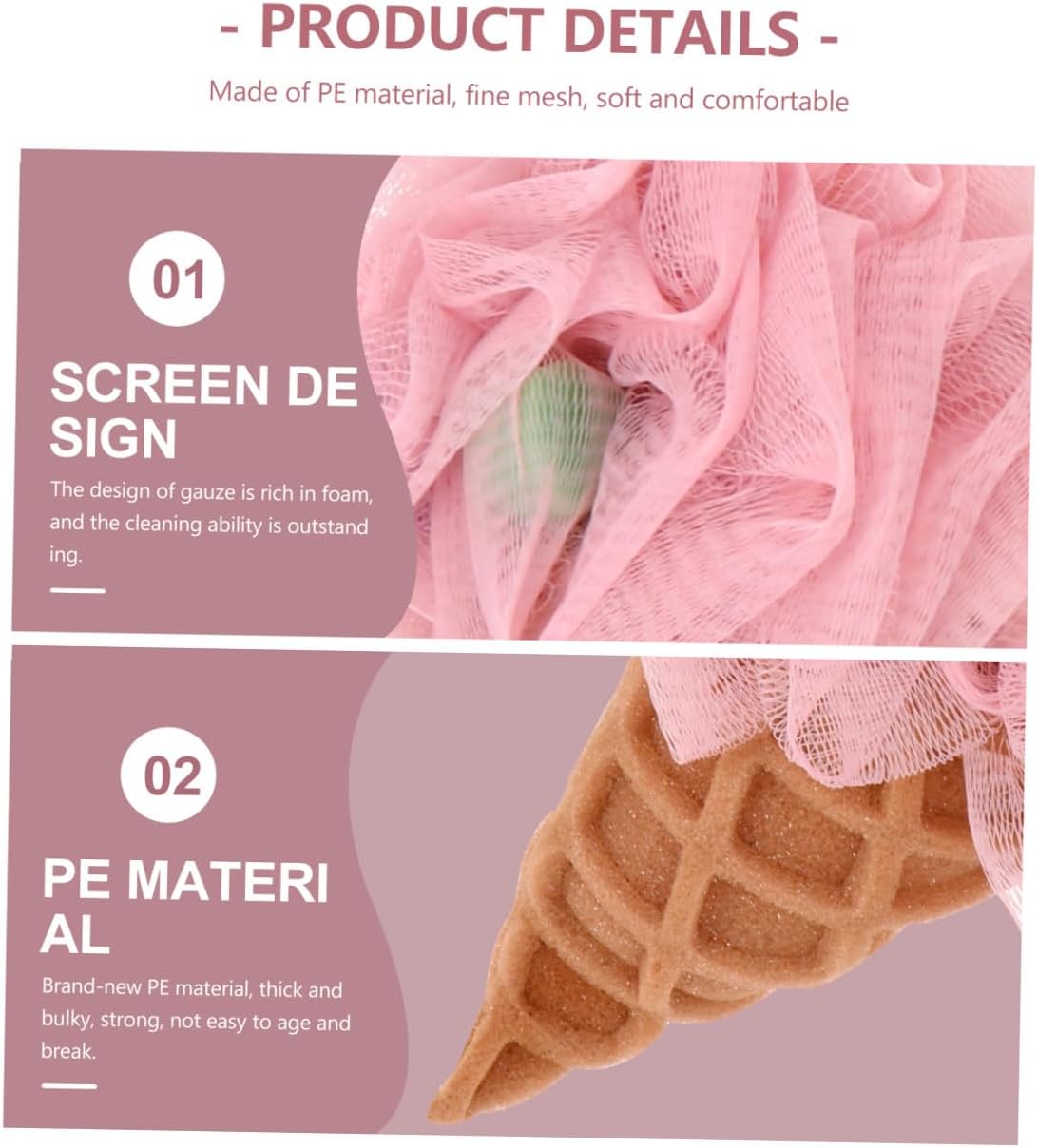 9 Pcs Ice Cream Bath Ball Bath Bubbles Kids Mens Body Wash Kids Shower Loofah Makeup Sponge Exfoliating Sponge Body Wash Flower or The Bubble Child
