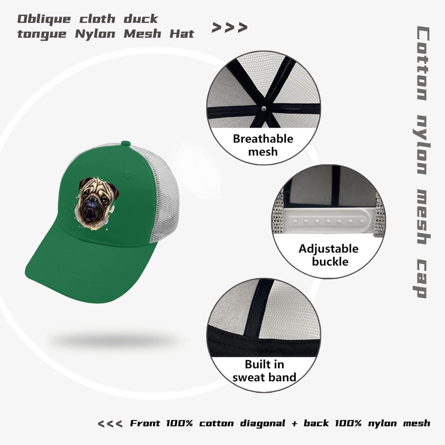 Miniatura 7 de Baseball Caps Pug Dog Dad Hat, Vintage Hats for Women