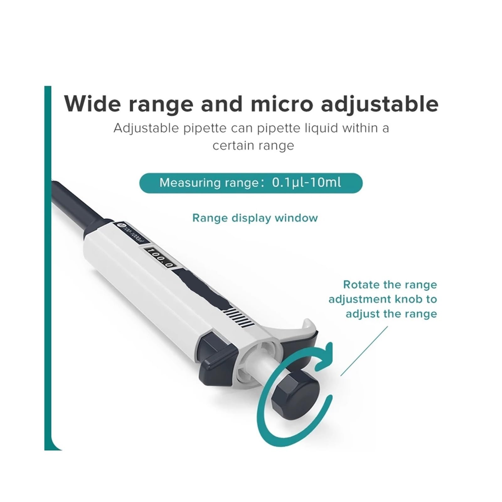 Pipeta 2 Uds Pipeta De Laboratorio Micropipeta Suministros Médicos Un Solo Canal Manual 0,1-5000ul 10ml para laboratorio(M10-100ul)