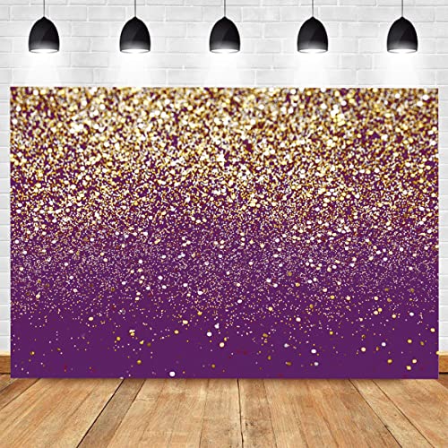 Fondo fotográfico 7x5ft Purple Bokeh Gold Spots miniatura 2