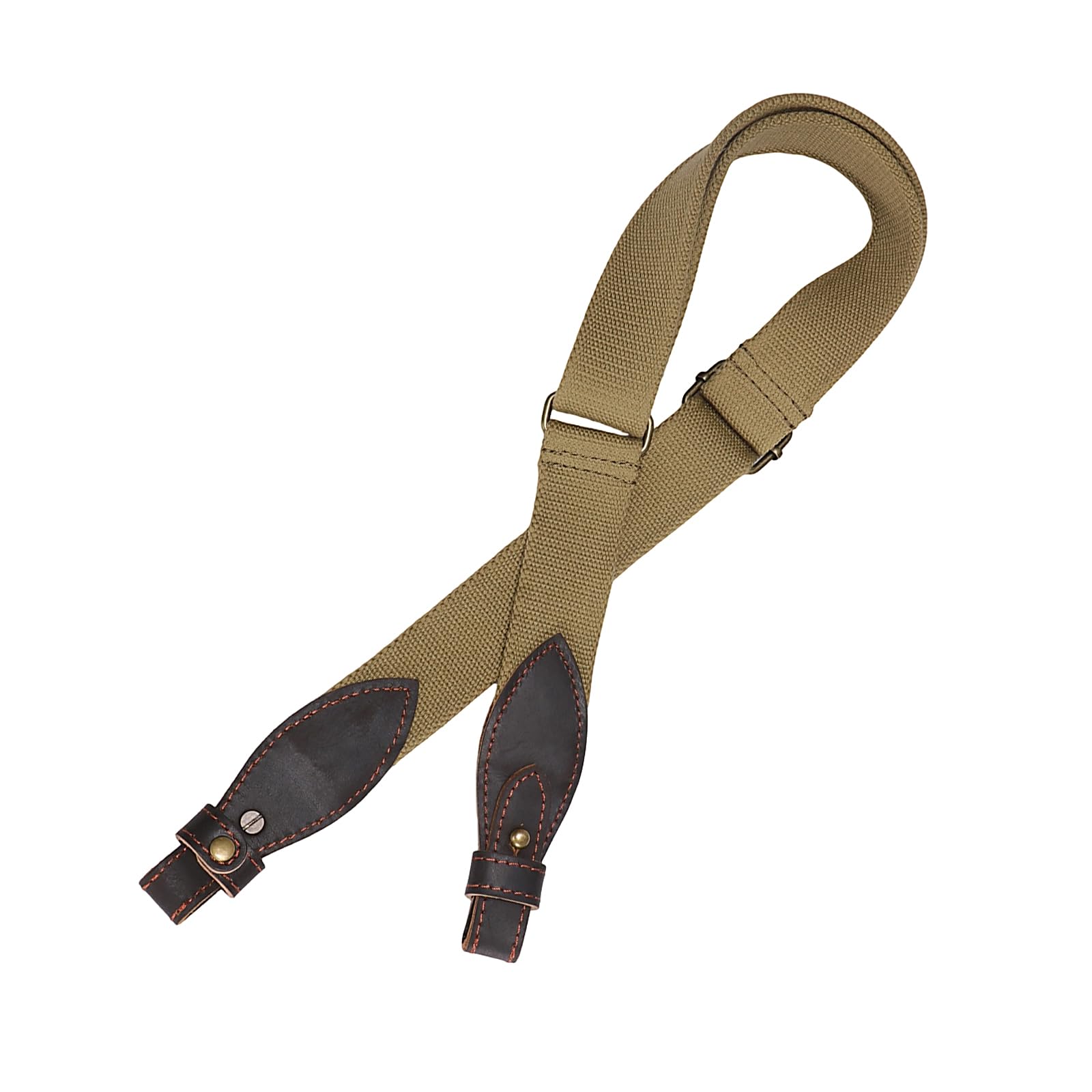 TOURBON Gewehrriemen aus 3,9 cm Gurtband und Leder, Verstellbarer Schrotflintengurt für die Jagd