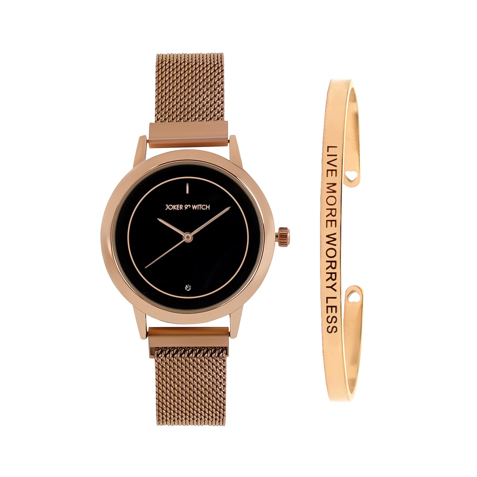 Joker & Witch Stainless Steel Women Rosie Rosegold Analog Watch Bracelet Stack, Black Dial, Rose Gold Band (B0C7L8W597) Amazon Price History, Amazon Price Tracker