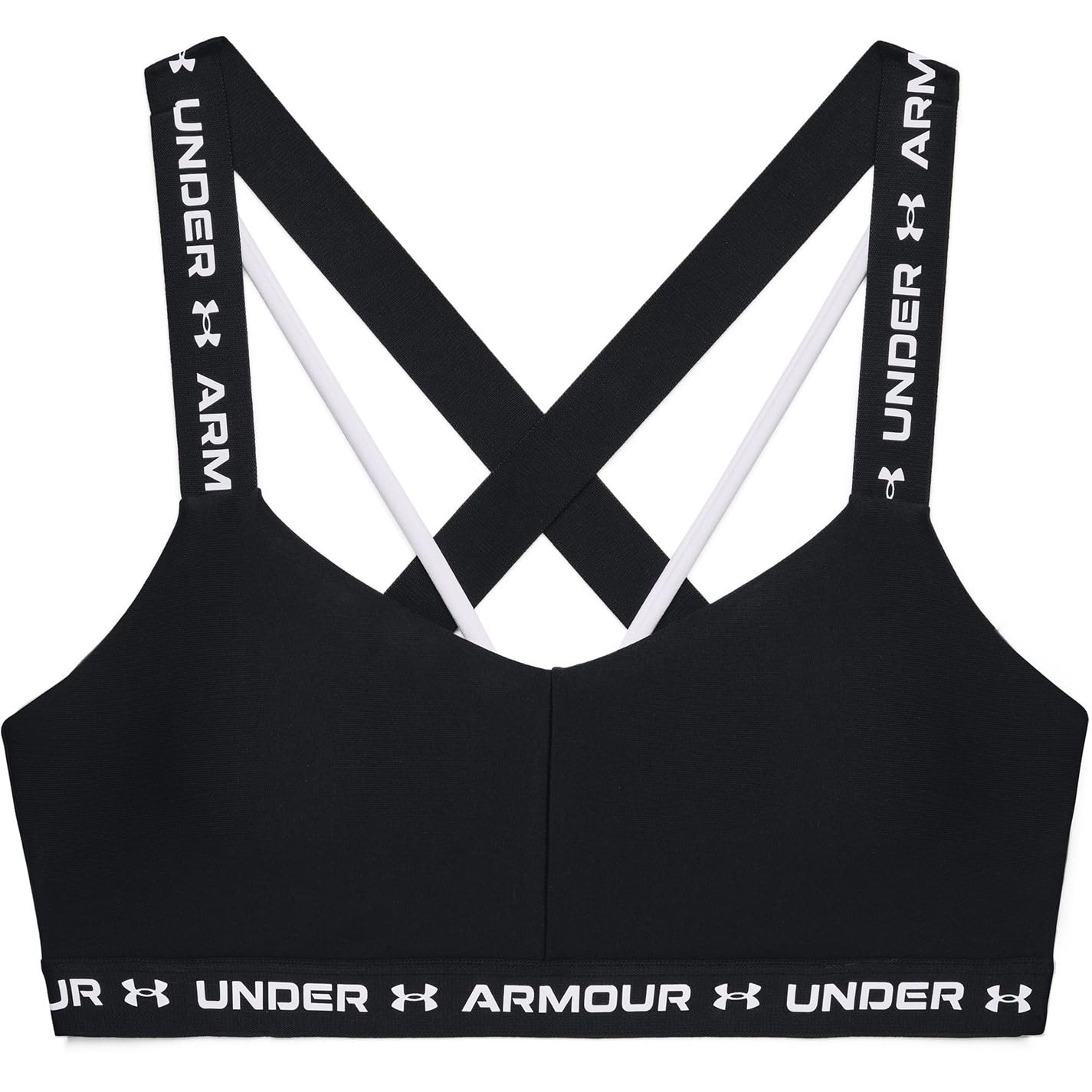 Under Armour Women's Crossback Low Bra, Black (001)/White, Medium