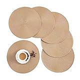 Round Placemats, Crossweave Heat Resistant Classic Woven Round Place Mats Diameter 13.5 inch for Kitchen Table Set of 6 (Brown)