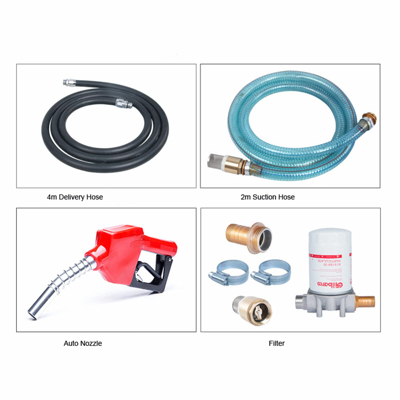 Bomba diésel autocebante de 550 W, 230 V, boquilla automática, bomba de aceite de 60 l/min, manguera de aspiración de 2 m, manguera de aspiración de 4 m, filtro