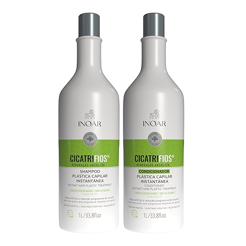 Inoar, Kit CicatriFios Plástica Capilar – Shampoo e Condicionador 2x1L, Redução de Frizz, ...