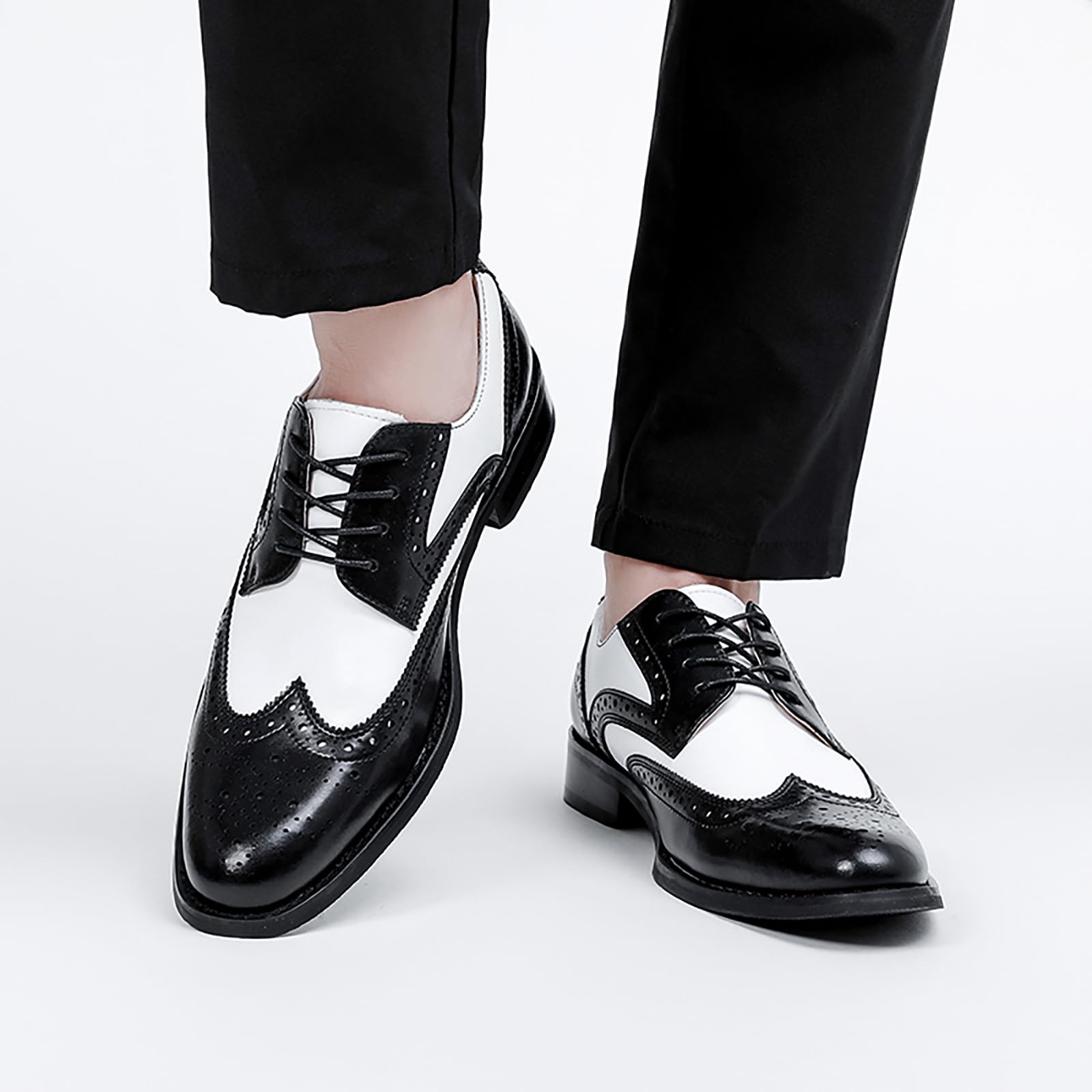 Herren Anzug Schuhe, Herren Oxford Schuhe, Leder Stylish Lace-Up Wingtip Brogues, Business Casual Formal Derby