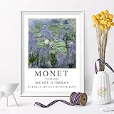 Póster de Claude Monet, paisaje de jardín, museo, impresiones abstractas en lienzo, cuadros de pared vintage para decoración del hogar y la sala de estar (60 x 90 cm/sin marco)