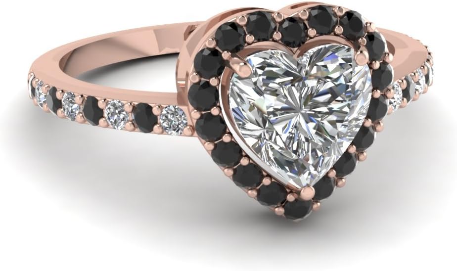 Choose Your Gemstone Heart Halo Diamond CZ Ring Rose Gold Plated Heart Shape Halo Engagement Rings Ornaments Surprise for Wife Symbol of Love Clarity Comfortable US Size 4 to 12