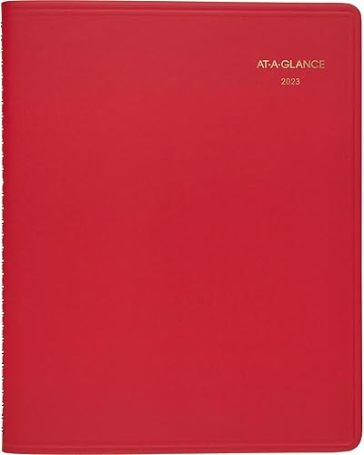 AT-A-GLANCE Agenda mensual 2023, 9 x 11 pulgadas, grande, 15 meses, color de moda, rojo (7025013)