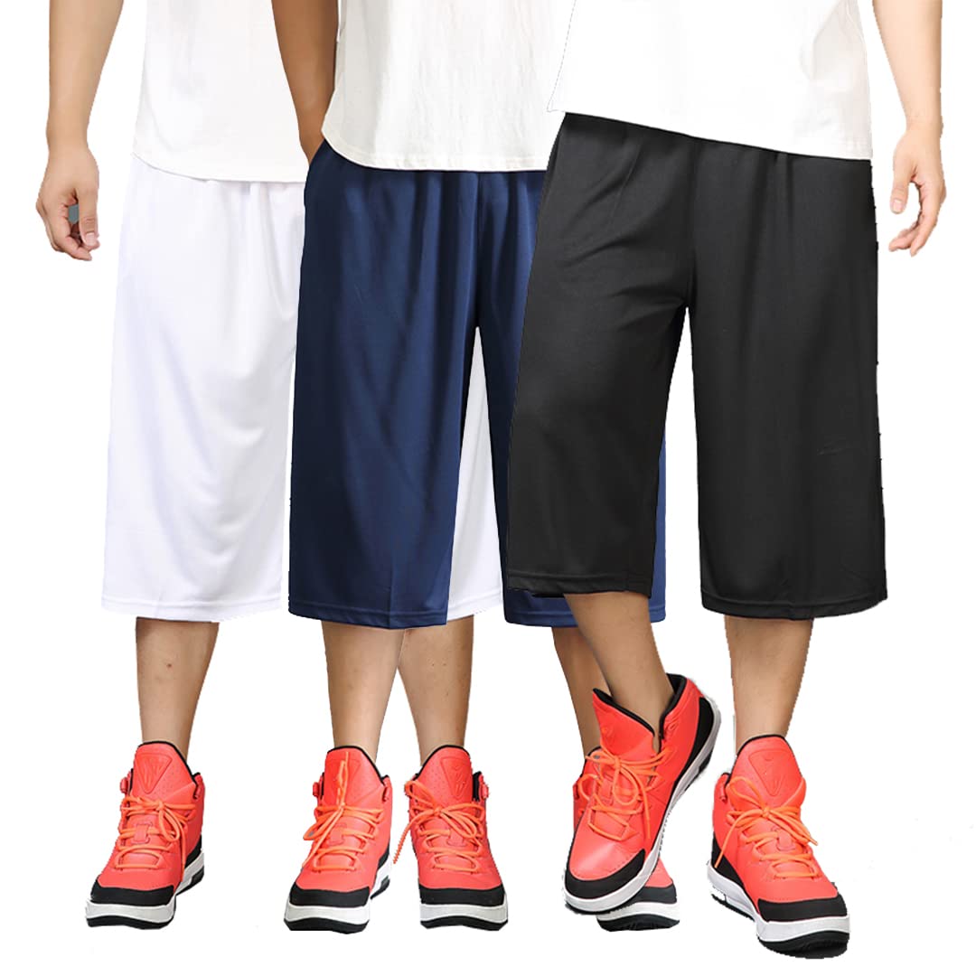 3 Pack Mens Basketball Shorts Dry-Fit Athletic Running Gym Workout Big and Tall Short Pant 4XL