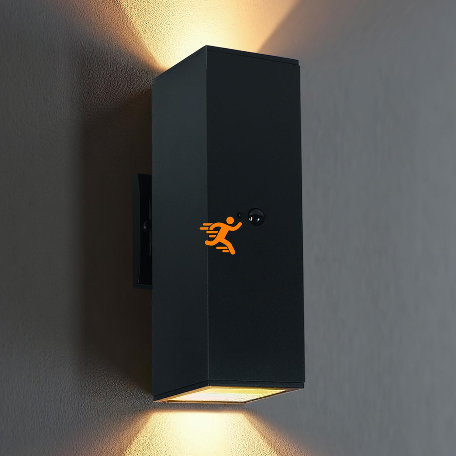 Motion Sensor Outdoor Wall Lights Dusk to Dawn Porch Patio Sconce with E26 Dimmable LED Bulbs Black Aluminum