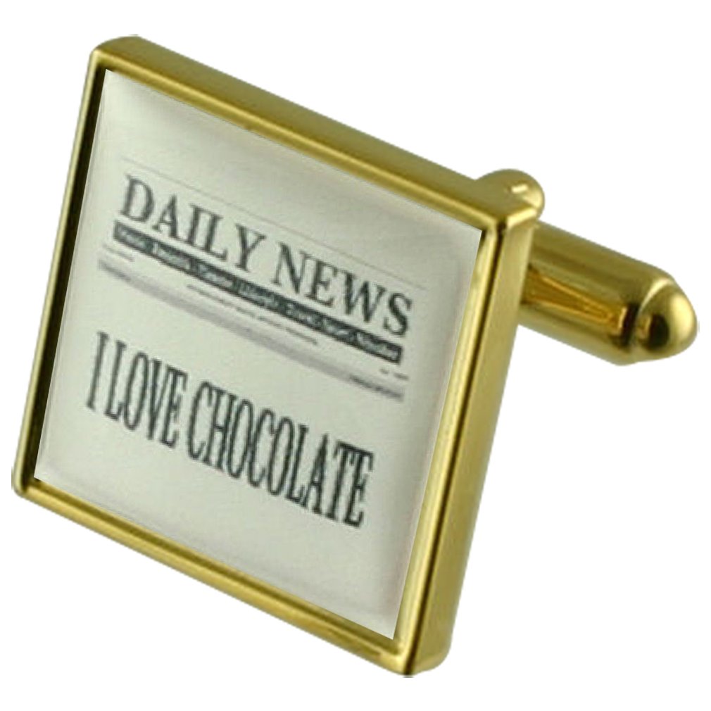 Gemelos de oro con periódico personalizado y grabado elegante en estuche 5