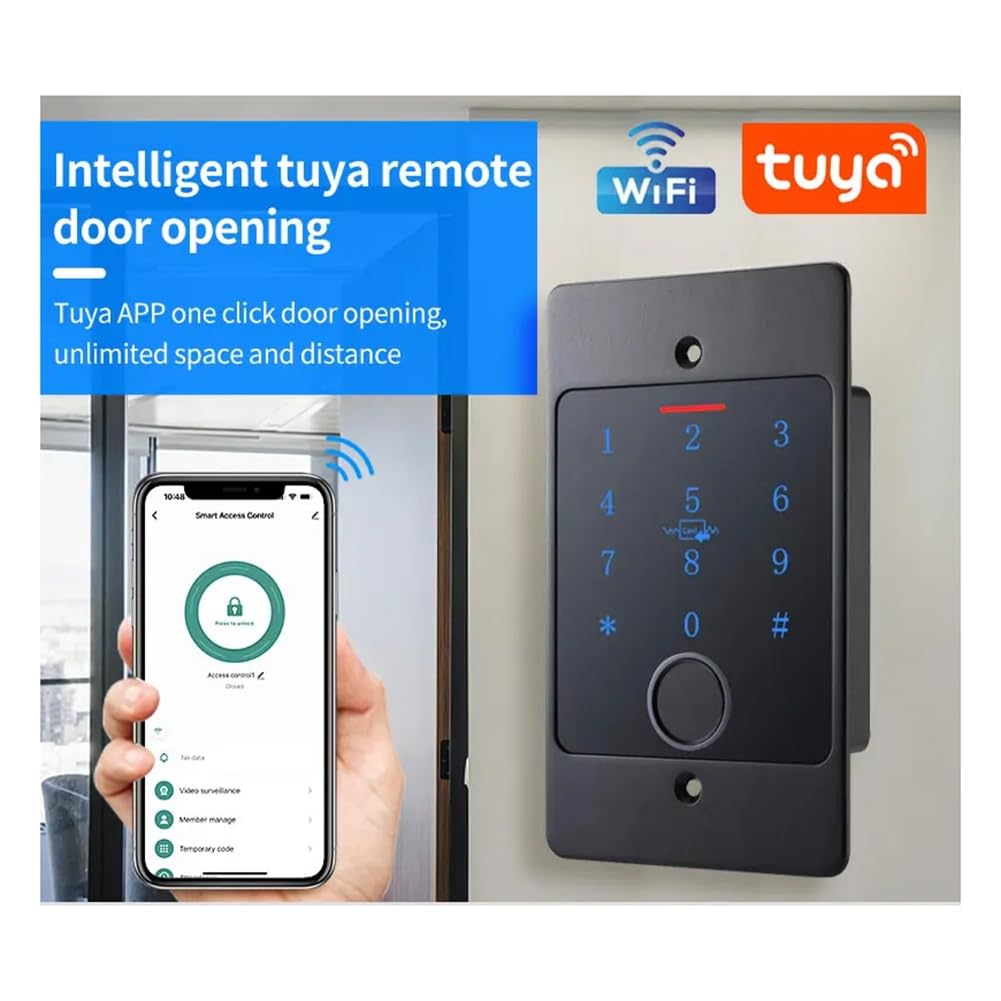 Cerradura de Puerta Inteligente con Teclado RFID, Aplicación WiFi Tuya, Controlador de Acceso, Teclado Metálico Impermeable, Instalación Oculta, Control de Acceso, B