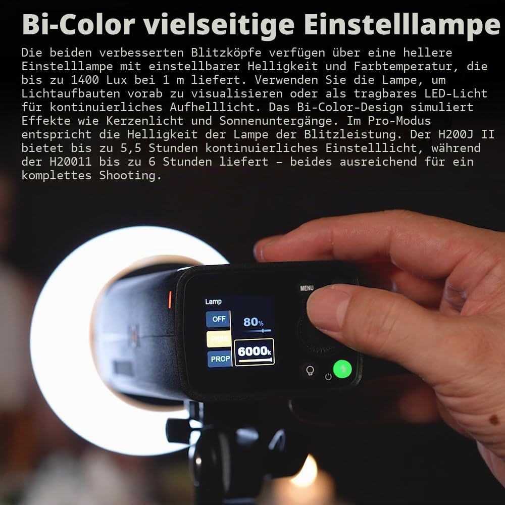 Godox AD200ProII AD200 Pro II Blitzstroboskop,1/8000 HSS,500 Blitze mit voller Leistung, 0,01–2,1 s Recycling,2,4G Wireiess X-System,Blanke Glühbirne/Speedlite Fresnel-Blitzkopf