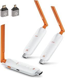 HDMI sans Fil Émetteur et 2 Récepteurs, jusqu'à 6 RX, TIMBOOTECH 5G Wireless HDMI avec écran LED, 1080P@60 Hz, 165pi/50m pour Ordinateur Portable, boîtier TV, caméra vers projecteur/TV/Moniteur/Mobile