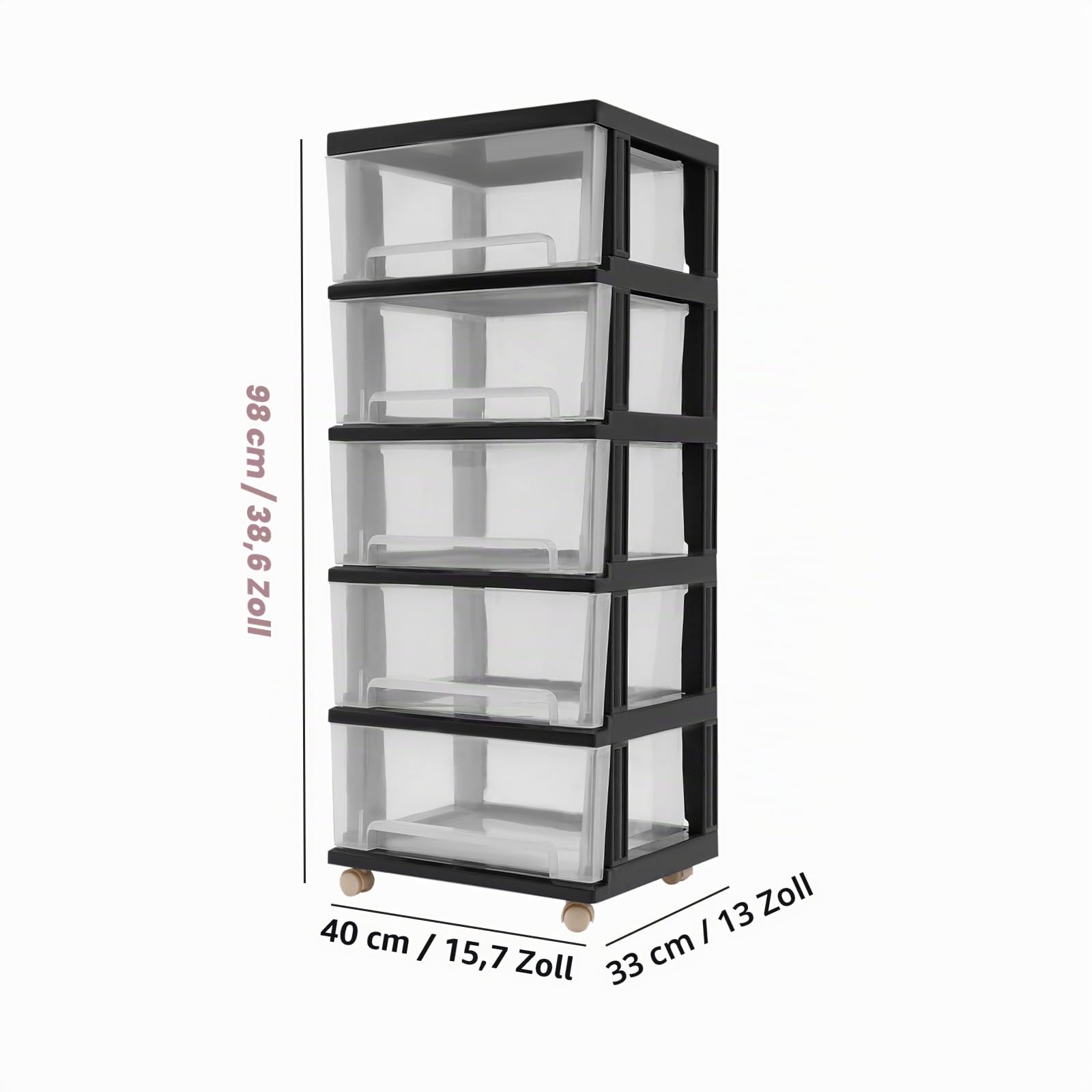 Kunststoff-Schubladenbox mit 5 Schubladen Tag Tower Schubladenschrank 40 * 33 * 98 cm Datei Schrank Schublade Für Schlafzimmer, Schule, Büro, Schubladenschrank Kosmetische Organizer