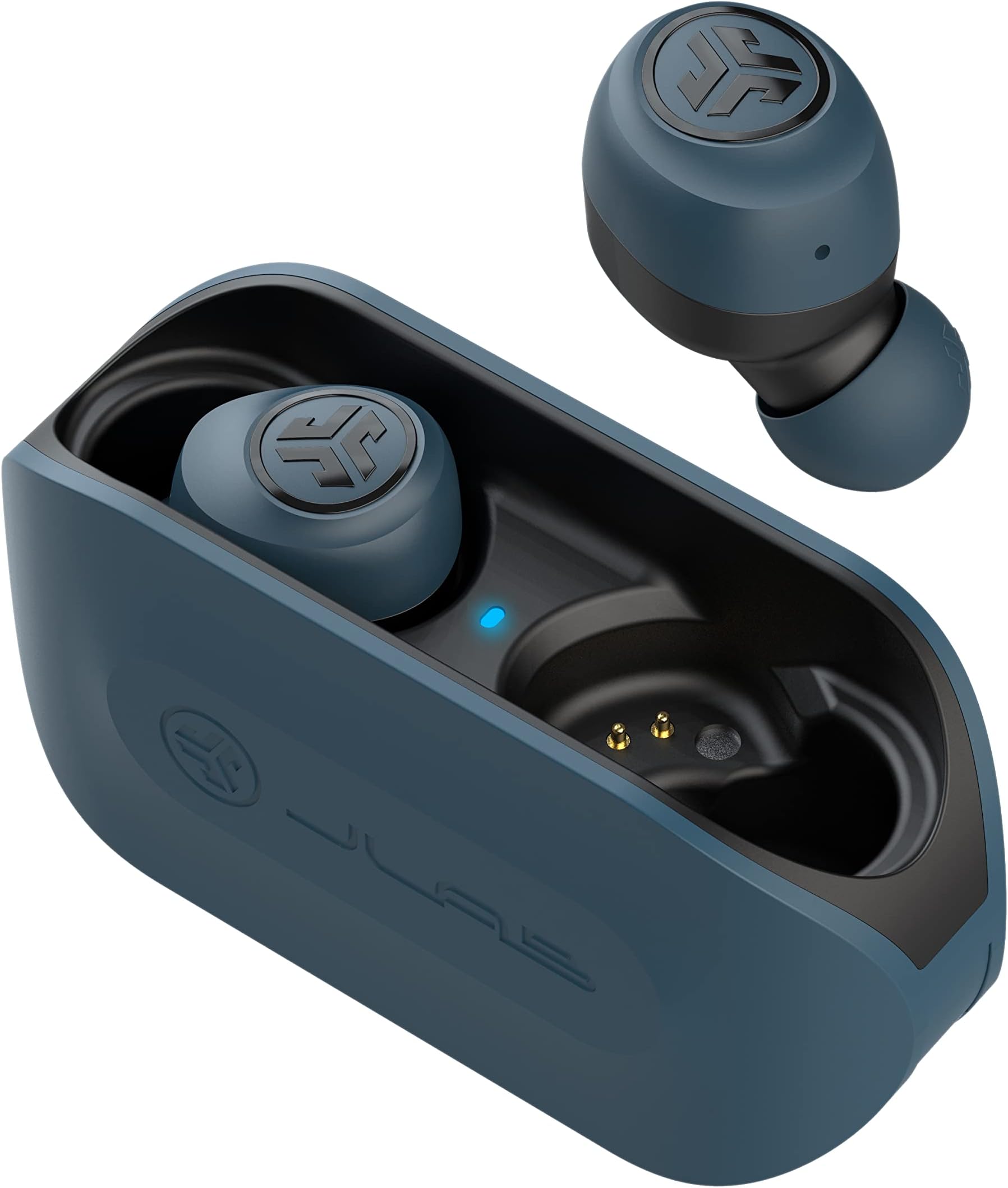JLab Go Air True Wireless Bluetooth Earbuds + Charging Case | Dual Connect | IP44 Sweat Resistance | Bluetooth 5.0 Connection | 3 EQ Sound Settings: JLab Signature, Balanced, Bass Boost… (Blue)