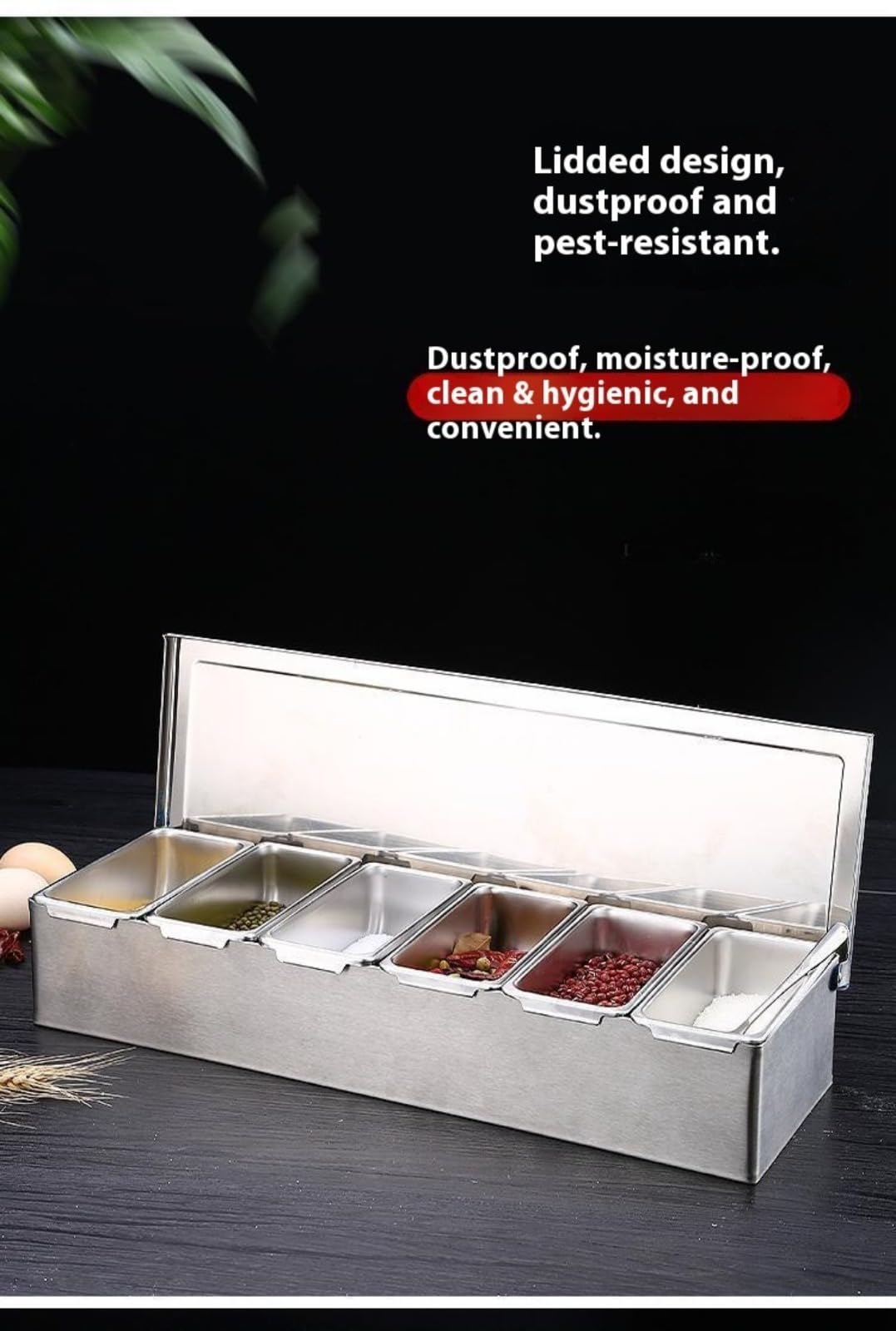 Contenitore per alimenti in acciaio inox 304 con coperchio versatile Se nizer e scatola di frutta con griglia interna rimovibile per uso pizzeria