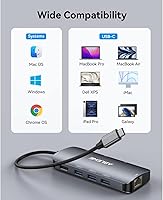 Vista 2 de ABLEWE USB C Hub Ethernet, Hub USB C multipuerto a HDMI, Adaptador USBC 8 en 1 de 4K@60Hz, 1000Mbps, PD de 100W, 3 puertos USB 3.0, estación